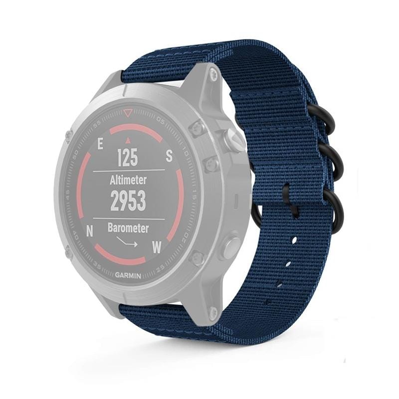 For Garmin Fenix 5S 20mm Three-ring Nylon Watchband (Mazarine)