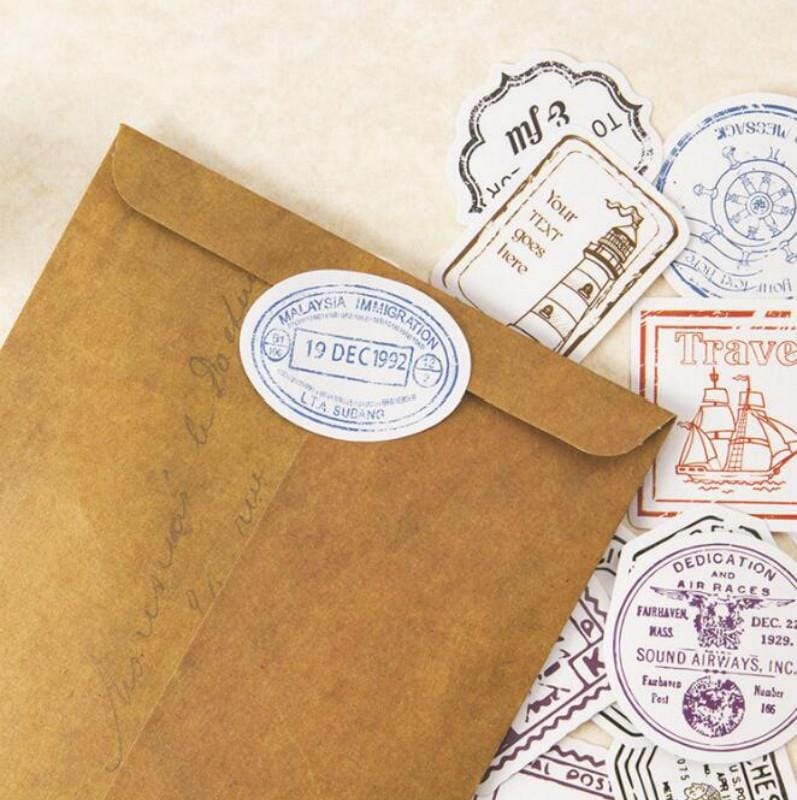 5 PCS Travel Postmark Handwritten Photo Album Decorative Sticker Sealing Sticker