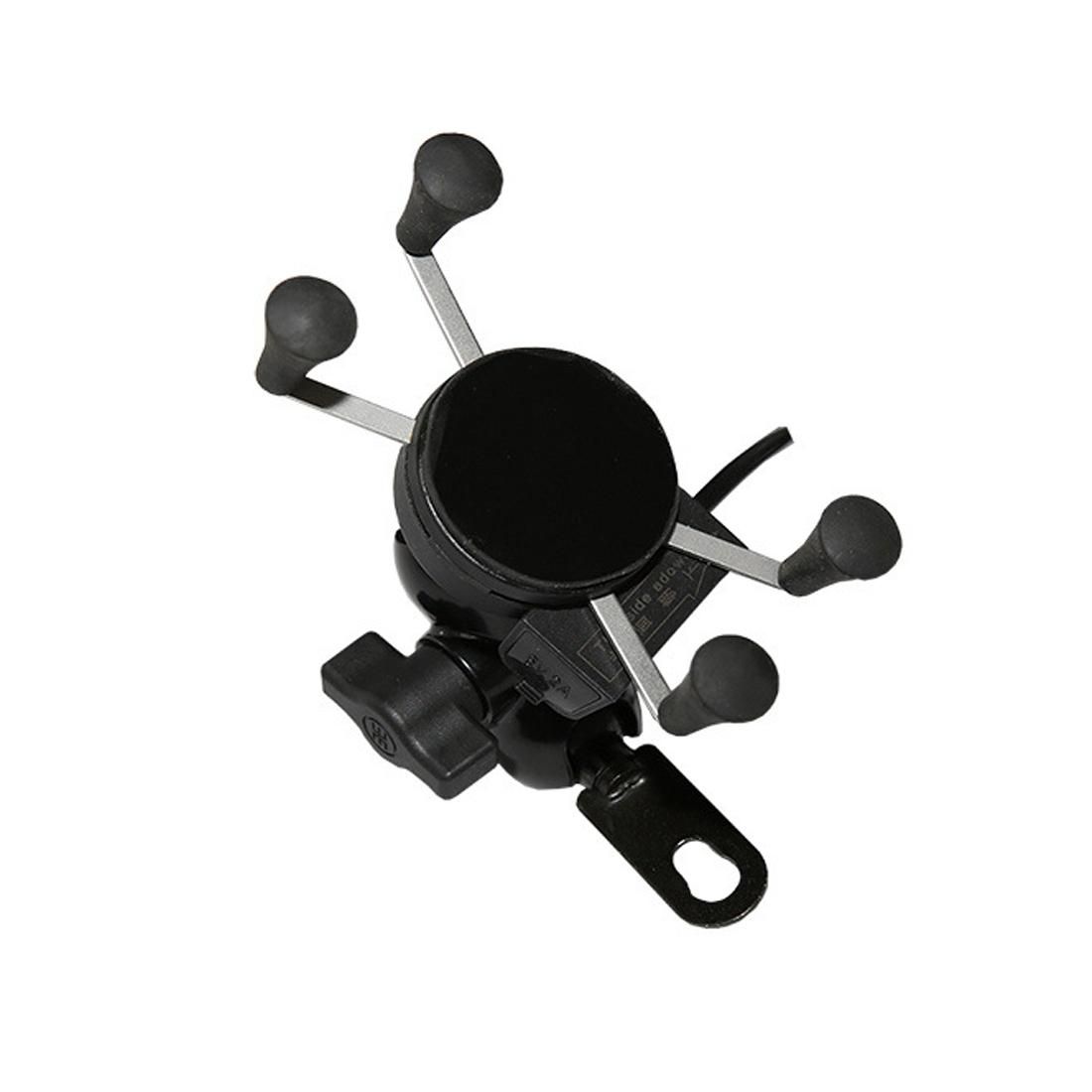 Universal 12V Motorcycle USB Phone Charger with Holder, Suitable for 3.5-6.5 inch Smartphones