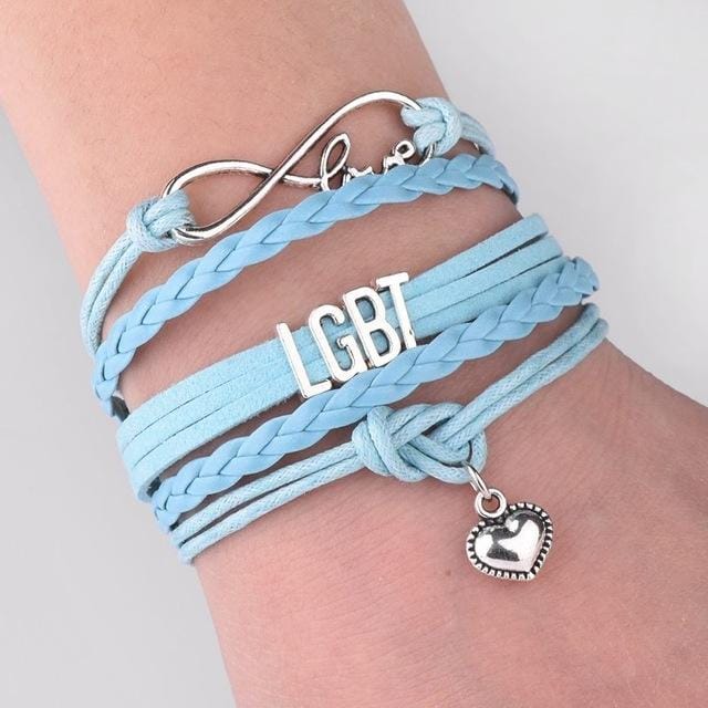 LGBT Words Rainbow Bracelet (Sky Blue)