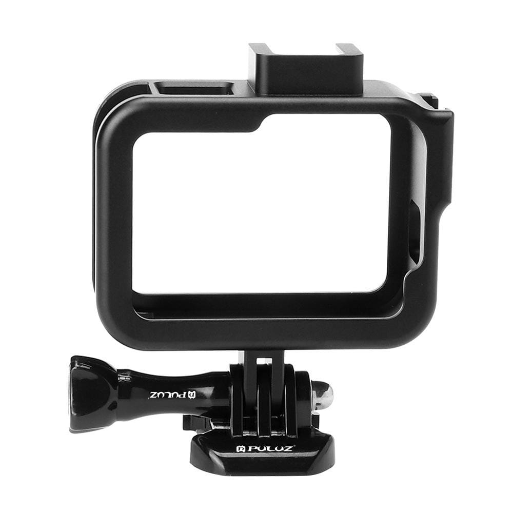 PULUZ for GoPro HERO8 Black Standard Border Aluminum Alloy Frame Mount Protective Case with Base Buckle & Long Screw (Black)