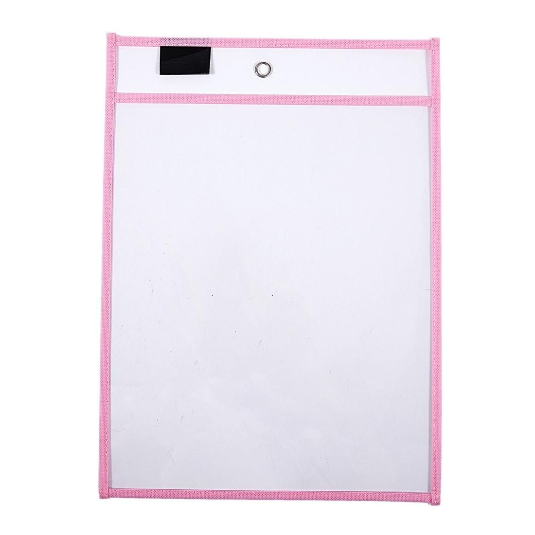 6 Pcs ?Erasable Hanging PVCA4 Transparent Sewing Red Document Dry Erase Bag, Size:21�30cm (Pink)