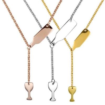 Women Fashion Jewelry Beer Cup Long Pendant Wine Necklace (sliver)