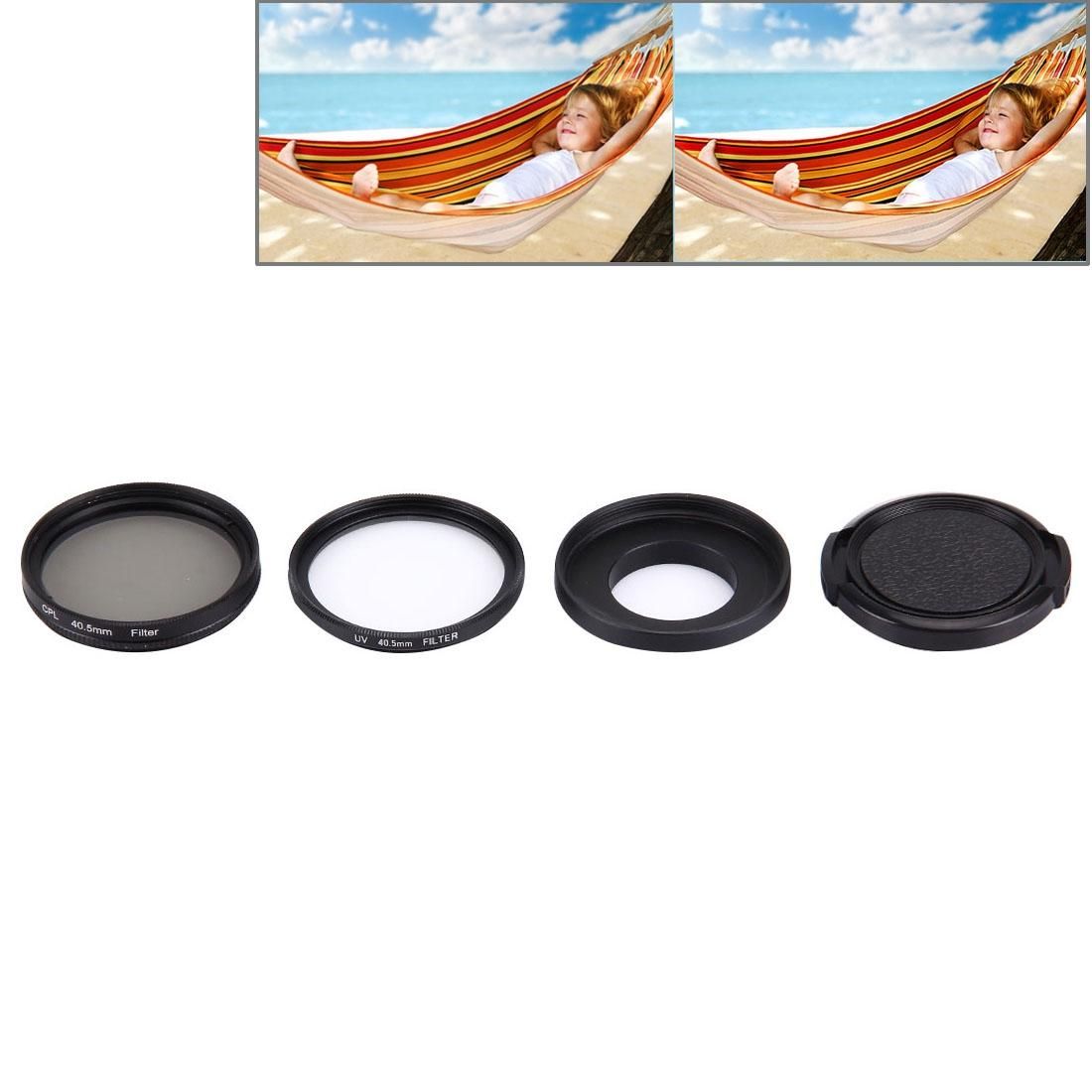 JUNESTAR 4 in 1 Proffesional 40.5mm Lens Filter & Waterproof Housing Case Adapter Ring & Lens Protective Cap for GoPro HERO4 / 3+ / 3 Sport Action Camera