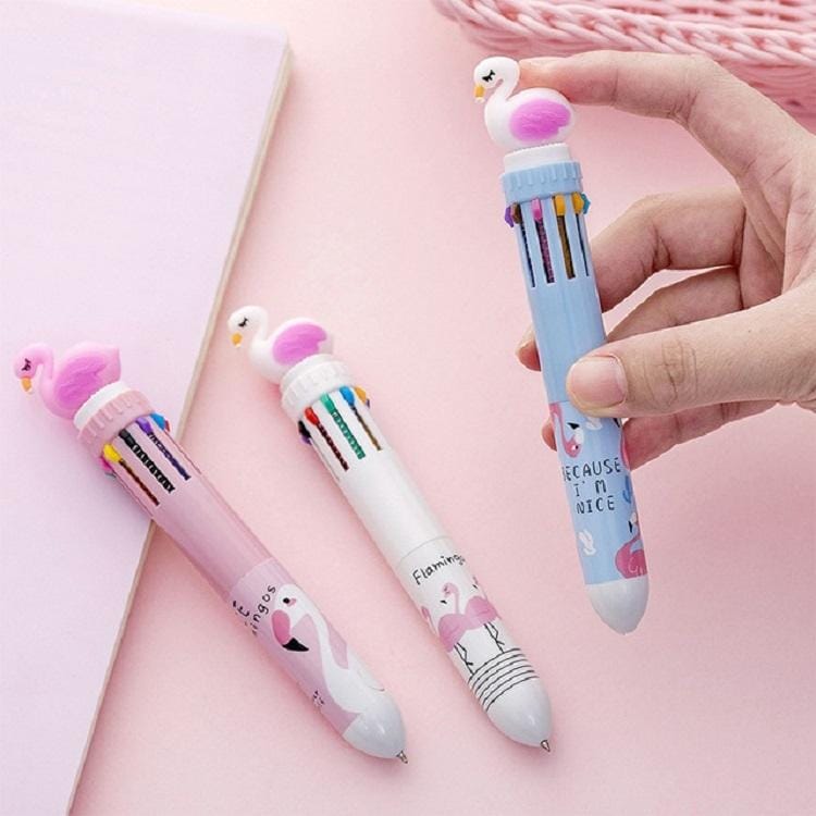 10 PCS Cartoon 10 Color Ballpoint Pen Creative Student Colorful Pen (Color Random Delivery)