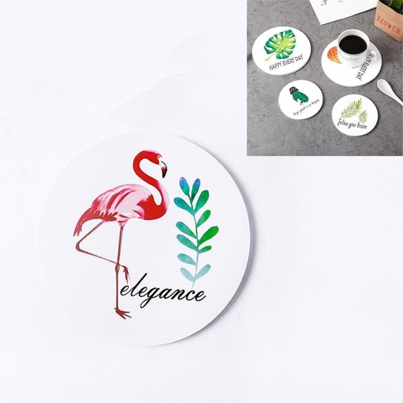 25 PCS Round Cartoon Non-slip Anti-scalding Coaster Creative Insulation Mat Cute Placemat, Size:L (Flamingo)