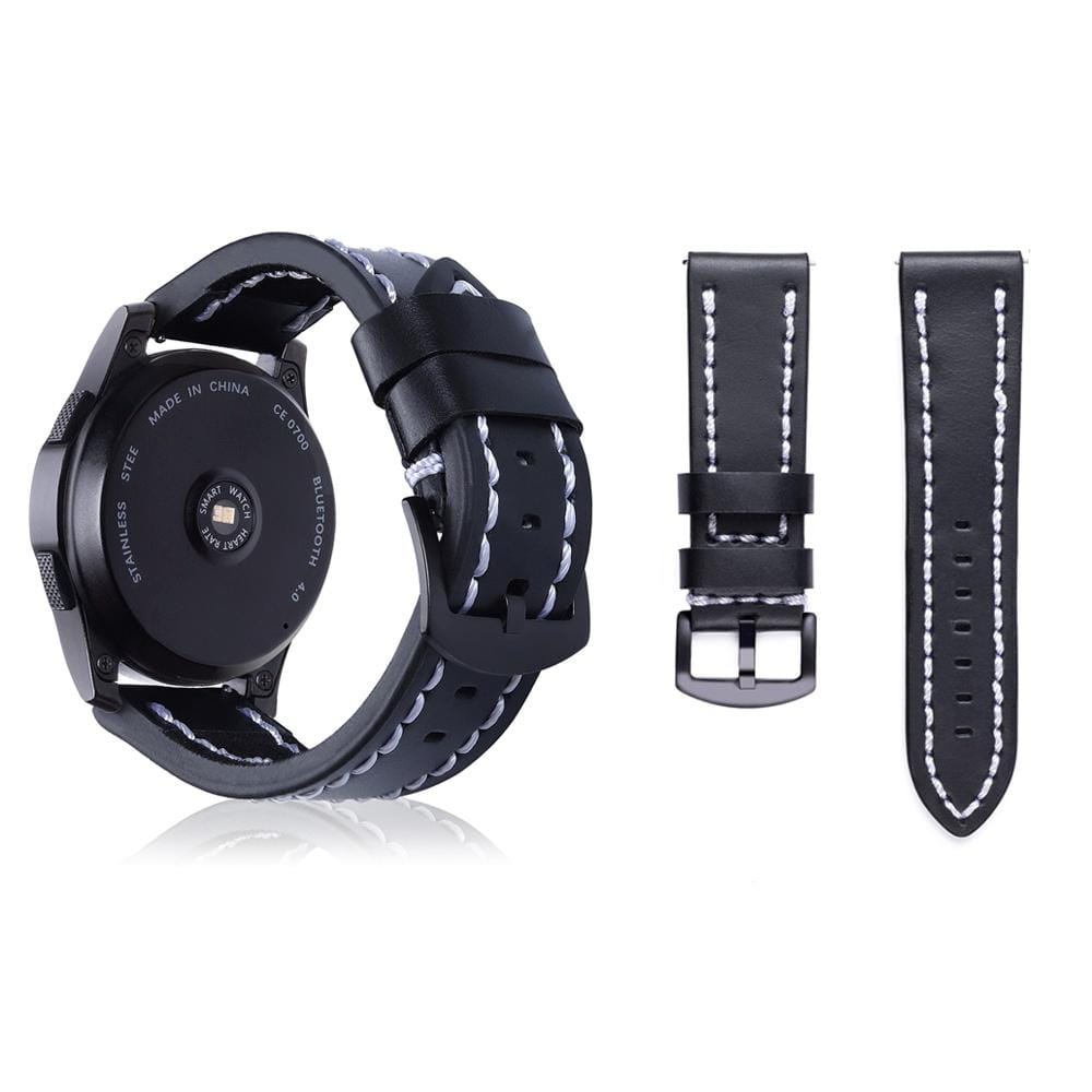 Top-grain Leather Wrist Watch Band for Samsung Gear S3 22mm (Black)