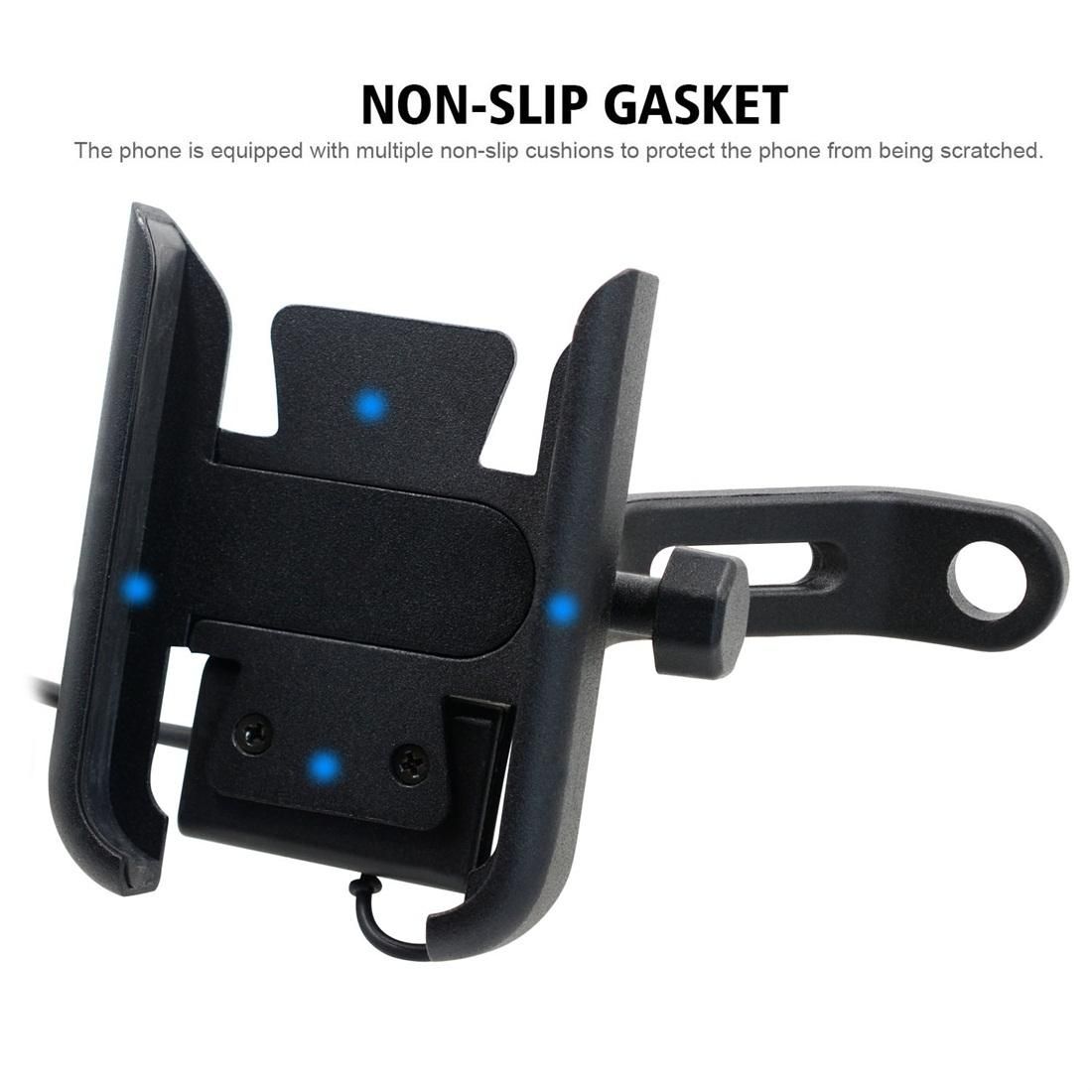 CS-856D1 Motorcycle Rotatable Chargeable Aluminum Alloy Mobile Phone Holder, Mirror Holder Version (Black)