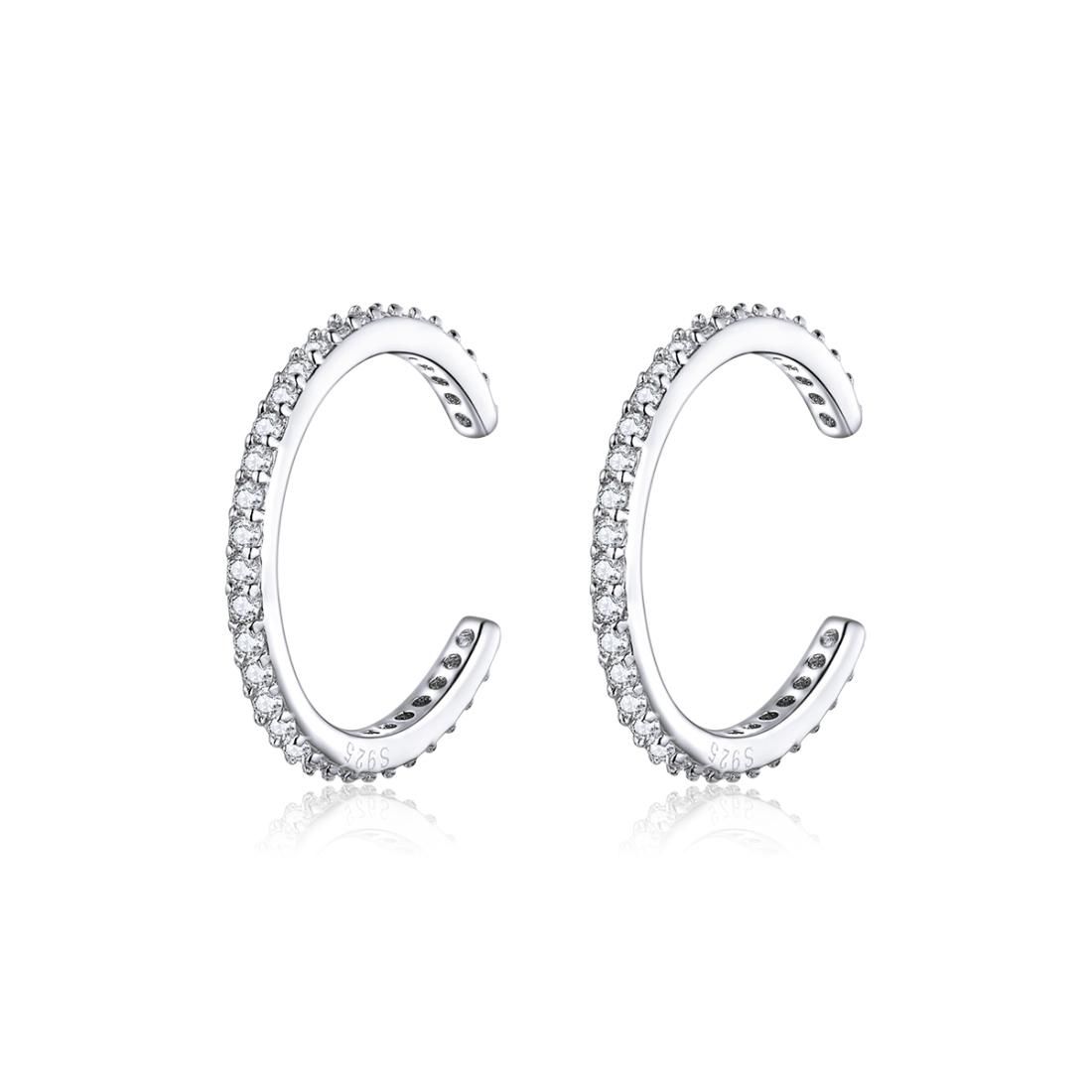 Sterling Silver Ear Bone Clip Simple Zircon Earrings
