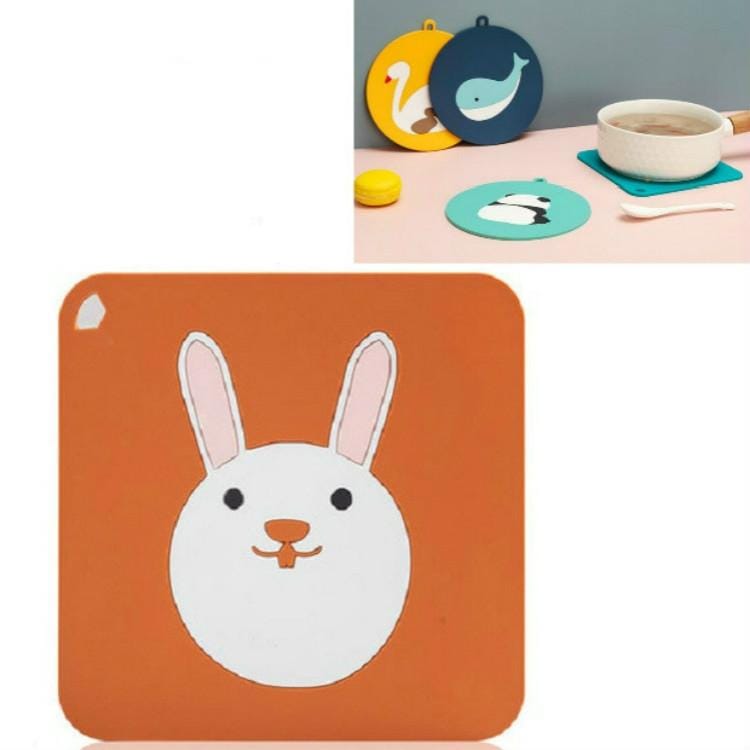10 PCS Anti-scald and Heat-resistant Placemats Home Waterproof and Oil-proof Table Mats Silicone Coasters, Size:Large, Style:Bunny
