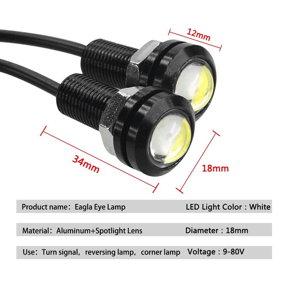 10 PCS 18mm 1.5W DC9-80V Motorcycle Eagle Eye Light Double Lens (Red Light)