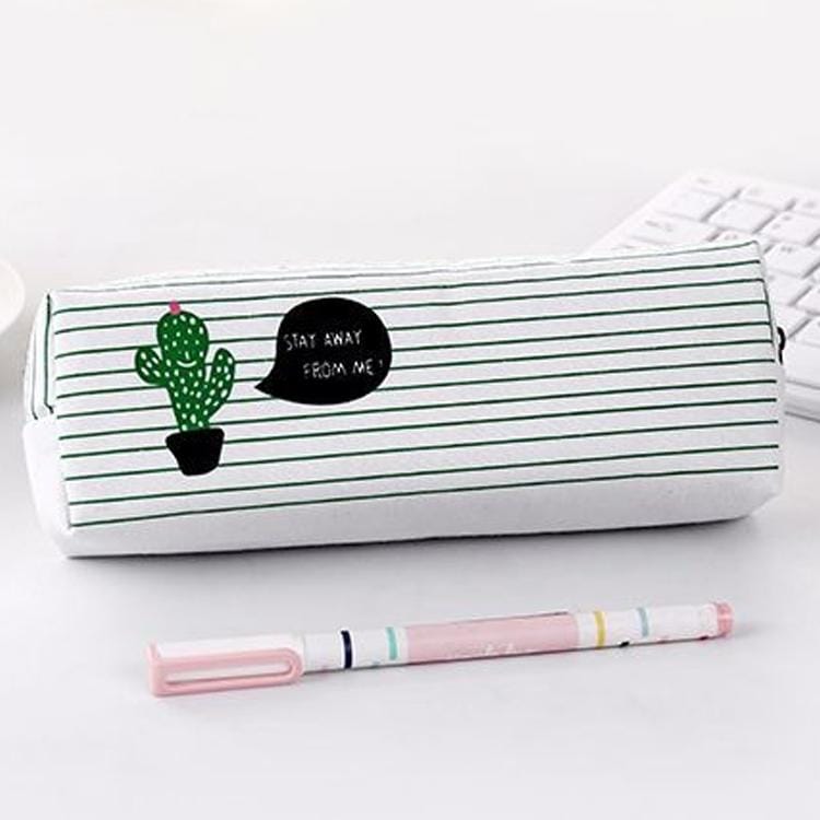 Print Cactus Octagonal Version Small Fresh Canvas Cosmetic Storage Bag Pencil Case (1 Cactus)
