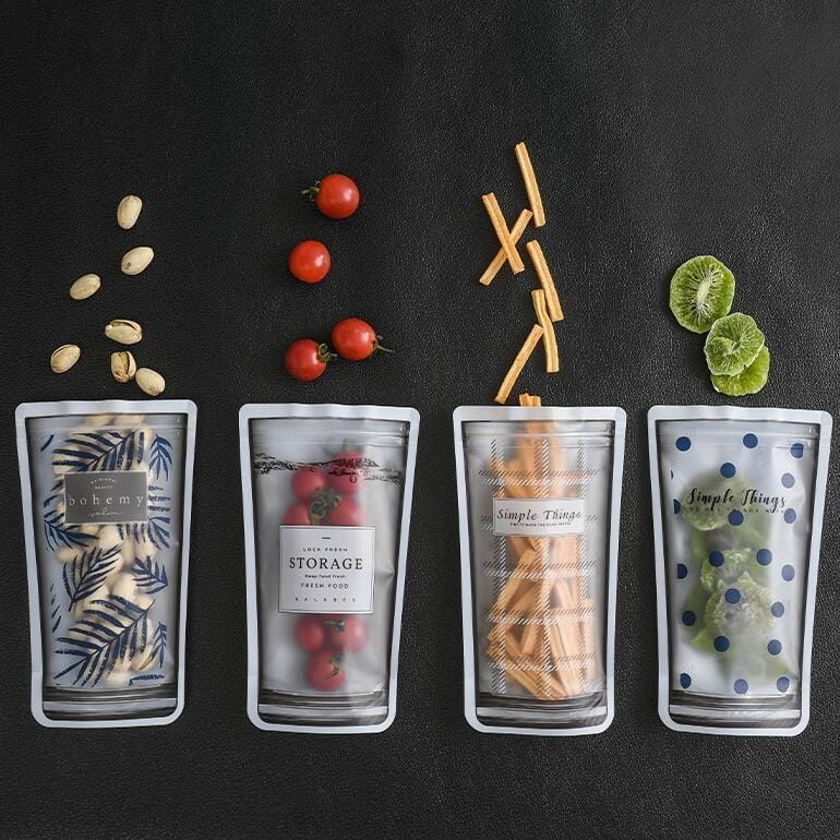 4 PCS/Set Storage Bottle Shape Sealed Bag Baked Food Snack Dried Fruit Storage Freshness Bag