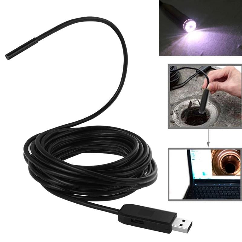 Waterproof USB Endoscope Inspection Camera with 6 LED, Length: 7m, Lens Diameter: 5.5mm (Black)