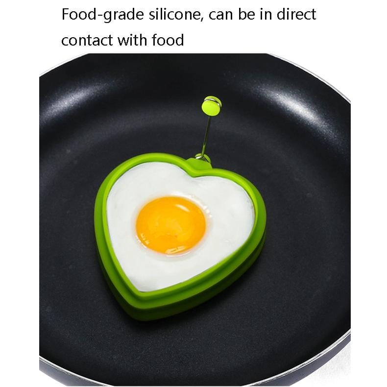 10 PCS Food Grade Silicone Heart-Shaped Omelette Pancake Mold Poached Egg Mold (Heart-shaped Green)