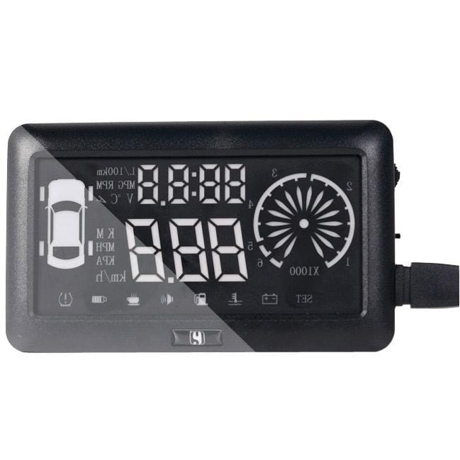 4 Inch Car HUD Head Up Display Vehicle-mounted Security System with OBDII Interface & Speed & Fuel Consumption & Water Temperature & Timepiece, Etc