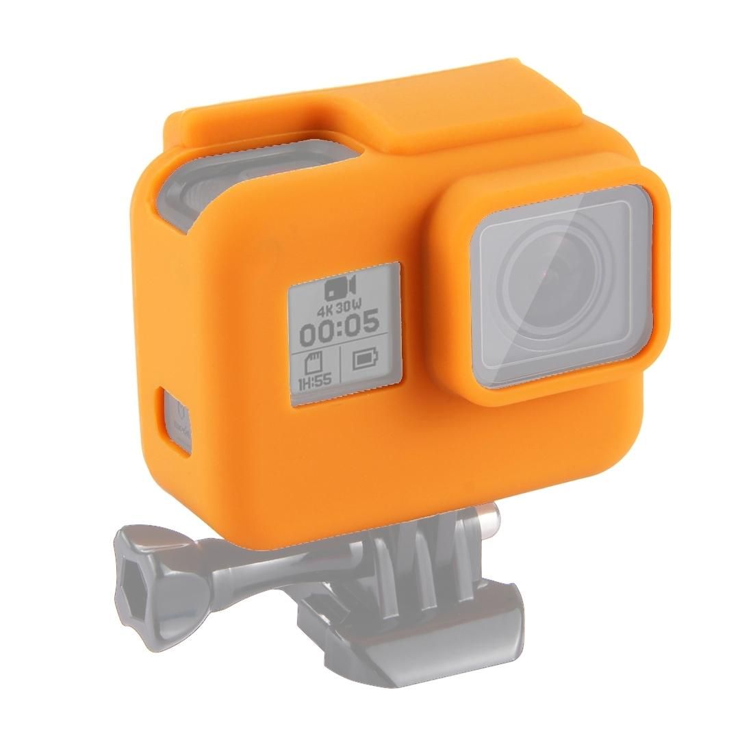 PULUZ Shock-proof Silicone Protective Case with Lens Cover for GoPro HERO /7 Black /6 /5 with Frame (Orange)