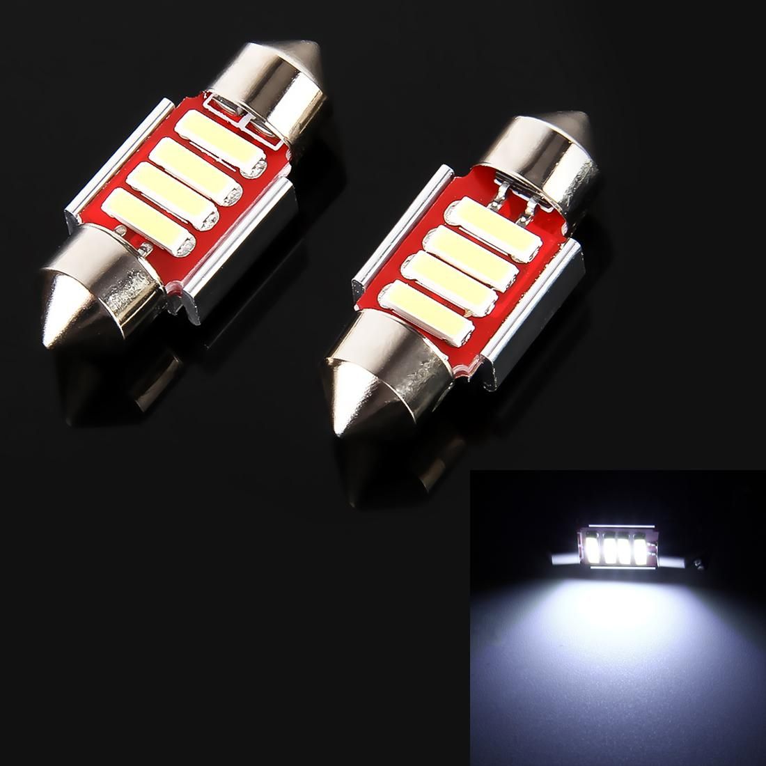 2 PCS 2W 100 LM 6000K 31MM 4 SMD-7020 LEDs Bicuspid Port Decoding Car Dome Lamp LED Reading Light, DC 12V (White Light)