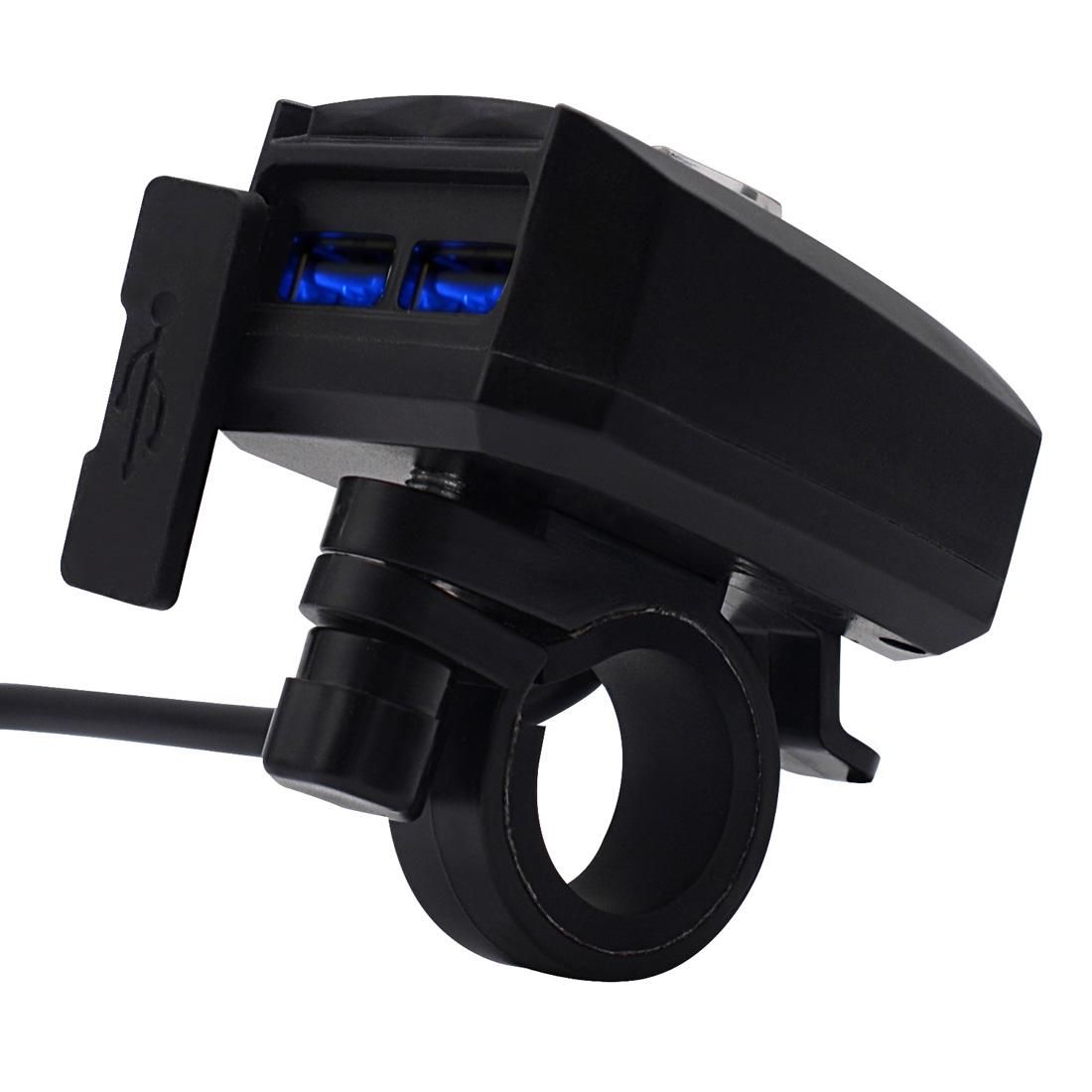 Motorcycle Waterproof 10-80V 2.4A Dual USB Fast Charger Adapter