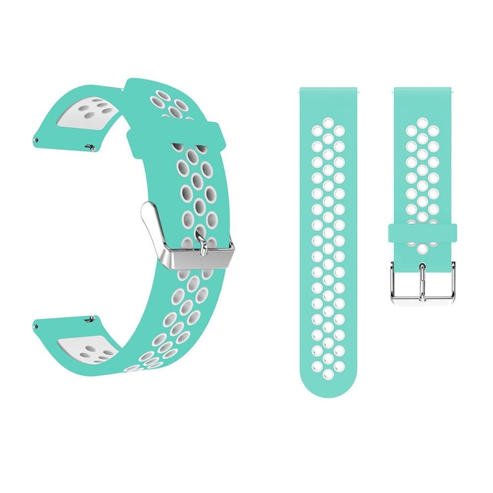 Metal Buckle Two-color Round Hole Silicone Wrist Strap Watch Band for Galaxy Watch Active 20mm (Style10)