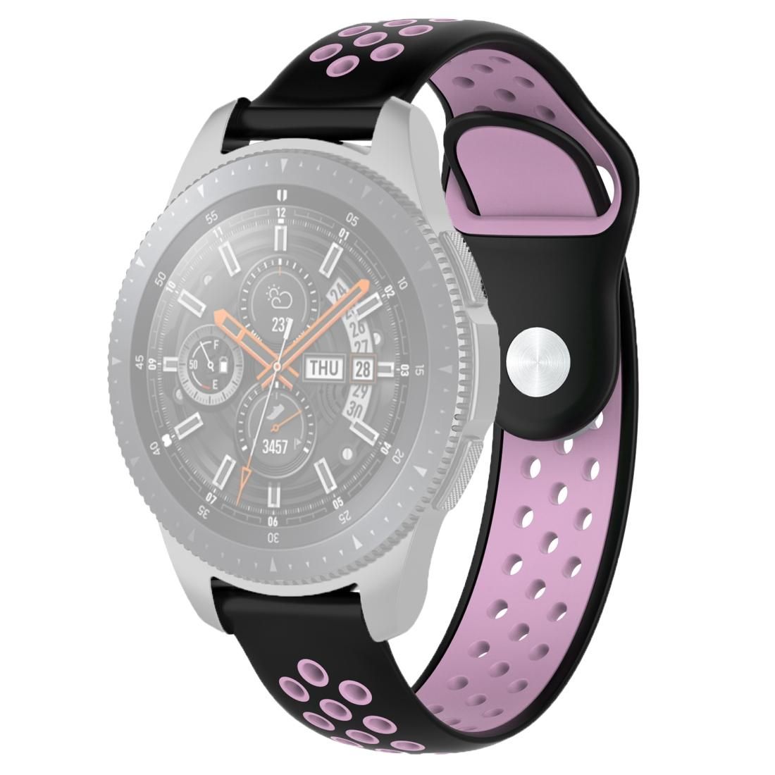Double Color Wrist Strap Watch Band for Galaxy Watch 46mm (Black Pink)
