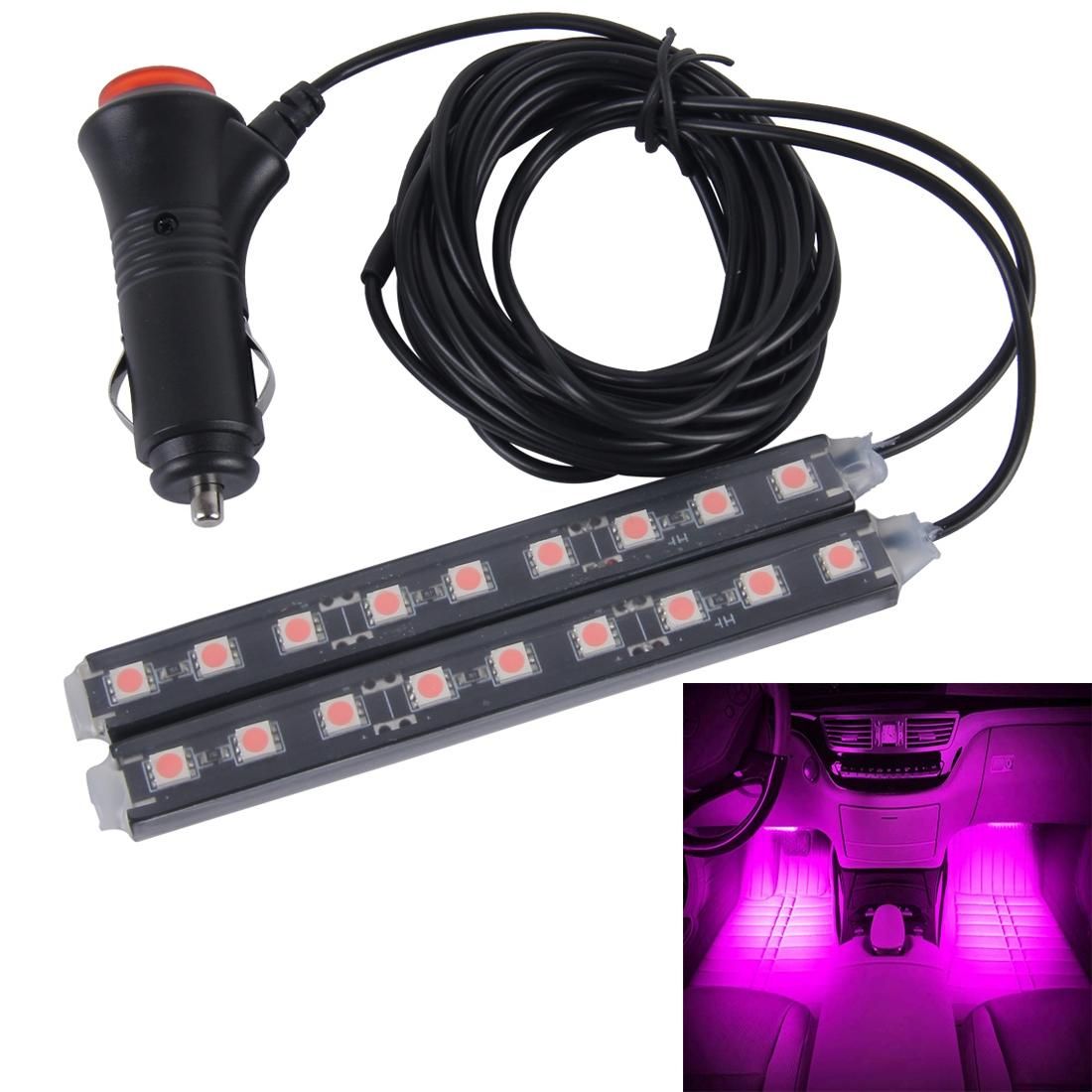 2 in 1 4.5W 18 SMD-5050-LEDs RGB Car Interior Floor Decoration Atmosphere Neon Light Lamp, DC 12V (Pink Light)