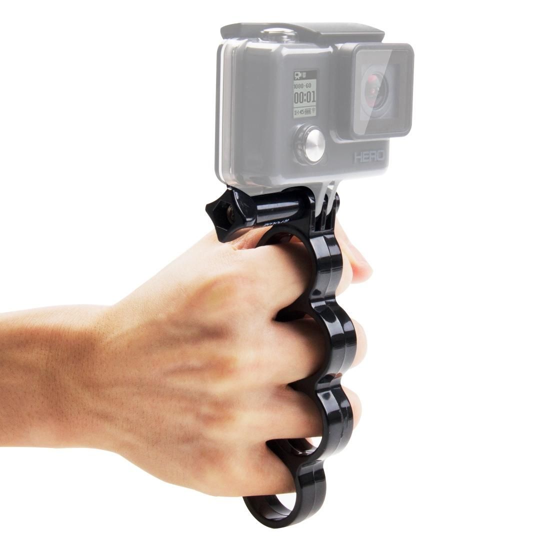 PULUZ Handheld Plastic Knuckles Fingers Grip Ring Monopod Tripod Mount with Thumb Screw for GoPro HERO9 Black / HERO8 Black / HERO7 /6 /5 /5 Session /4 Session /4 /3+ /3 /2 /1, Xiaoyi and Other Action Cameras (Black)