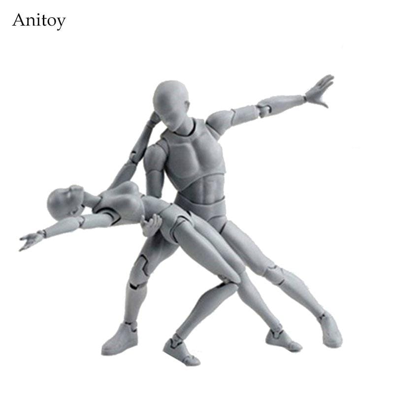 Figuarts Body Body-Chan Body-Kun Grey Color Ver Black PVC Action Figure Collectible Model Toy (B)