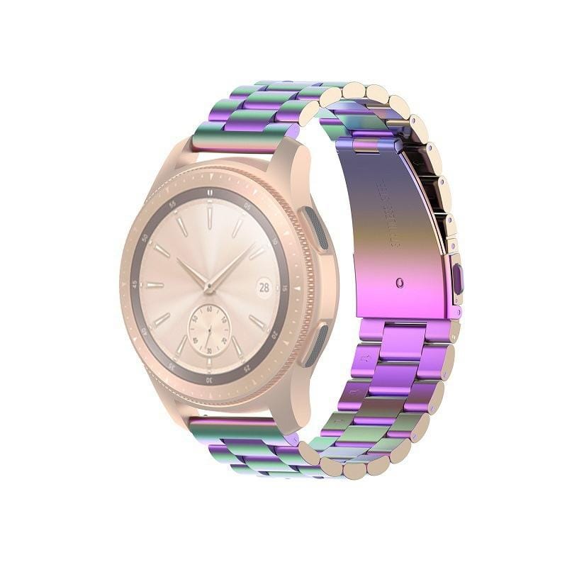 For Huawei GT2/GT/Samsung Galaxy Watch 46mm R800/Samsung Gear S3 Universal Three Beads Stainless Steel Watch Wrist Strap 22mm (Colourful)