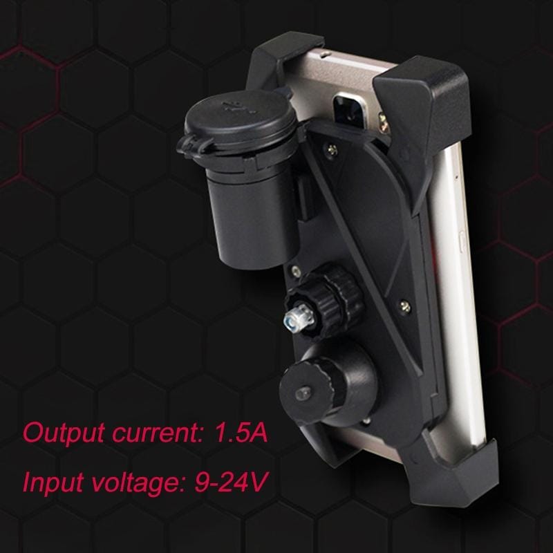 Portable Motorcycle USB Charger Mobile Phone Holder, Handlebars Version (Red)