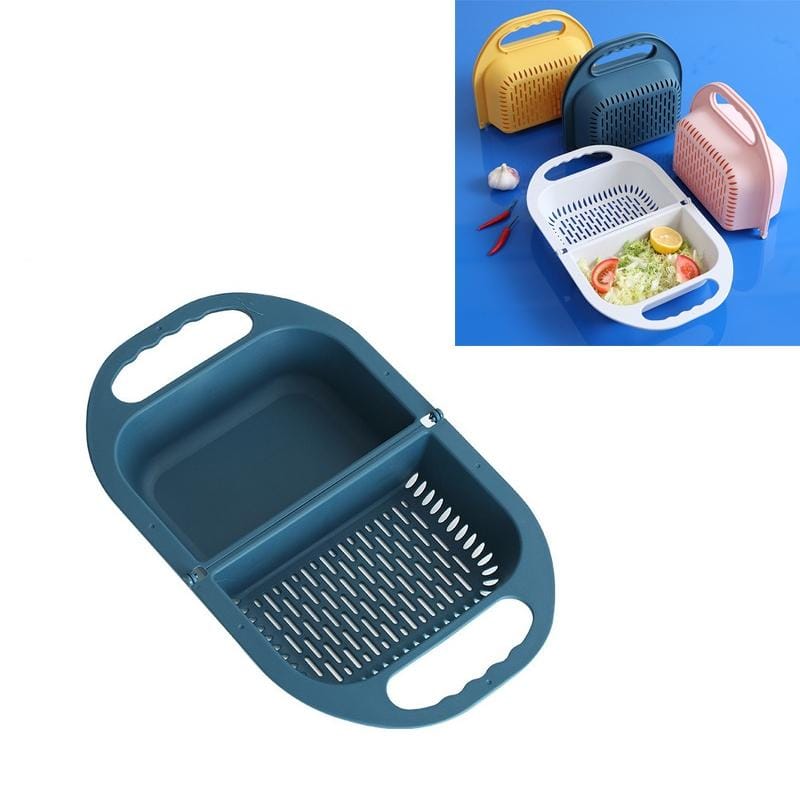 Kitchen Household Creative Folding Fruit Basket Plastic Vegetable Draining Basket (Yellow)