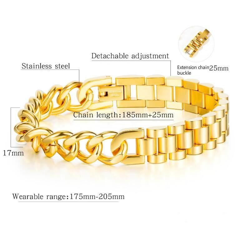 OPK 1091 Men Titanium Steel Bracelet Motorcycle Chain Bracelets, Color:Gold