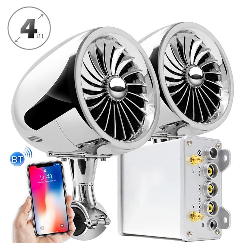 BJ600 600W Multi-functional Motorcycle Bluetooth Modified Audio Amplifier, Support FM & Wired Control (Silver)