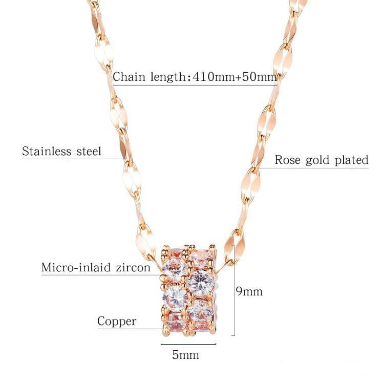 OPK 002 Double Row Diamond-studded Clavicle Chain Temperament All-match Necklace Jewelry (Rose Gold)