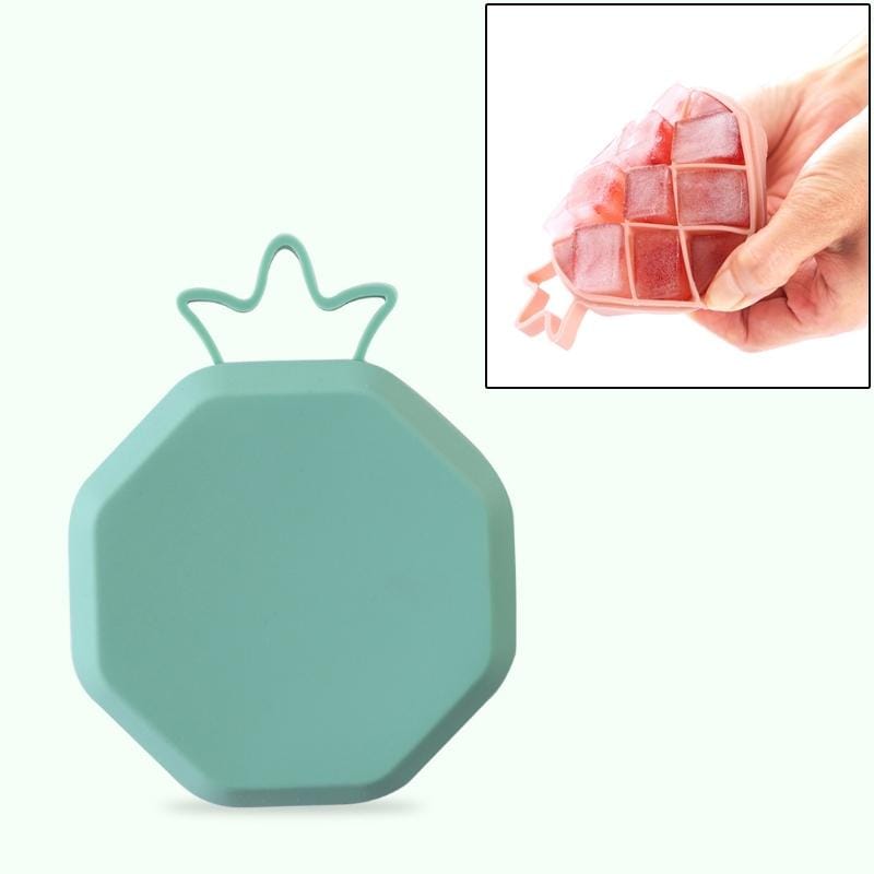 DIY Ice Cube Mold Creative Fruit Shape Ice Box with Lid, Style:Pineapple (Green)