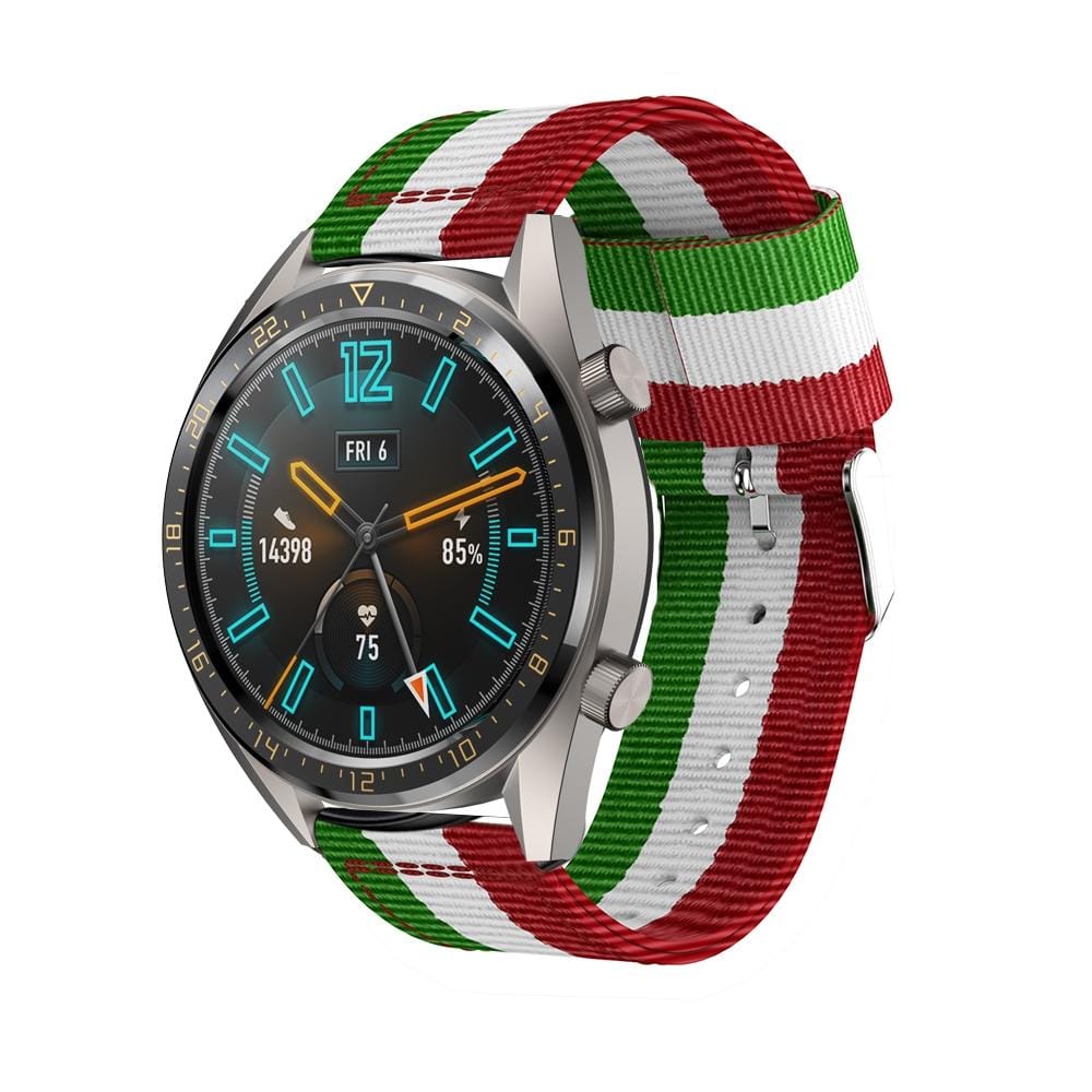 22mm For Huawei Watch GT2e GT2 46mm Nylon single ring strap (Red White Green)