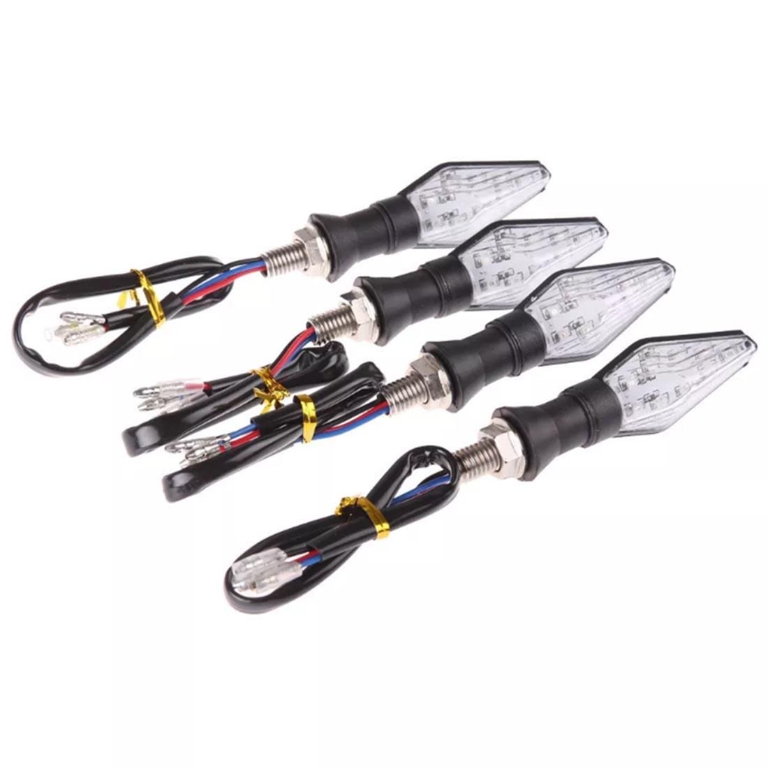 4 PCS DC 12V Motorcycle Front 9-LED + Back 3-LED Turn Signal Indicators Blinker Light, (Style2)