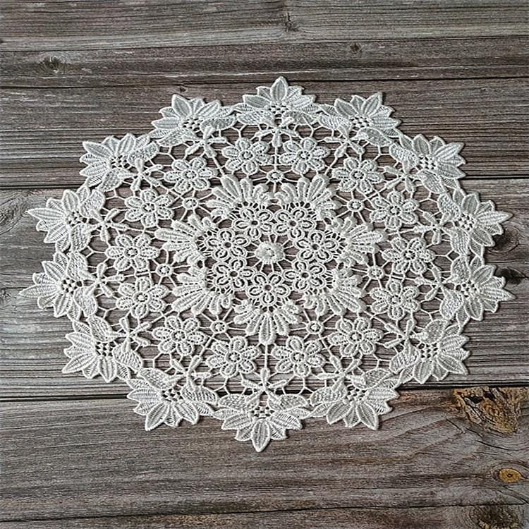 White lace embroidered placemat vase placemat placemat kitchen coffee table decorative pad Diameter 36cm (White)