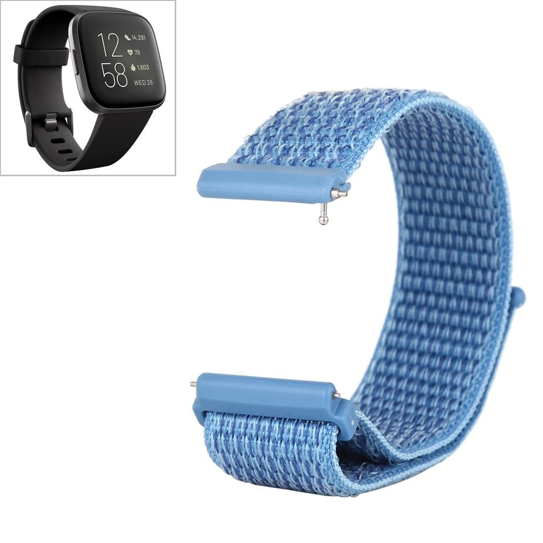 For Fitbit Versa / Versa 2 Nylon Watchband with Hook and Loop Fastener (Blue)
