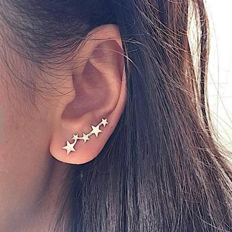 Women Fashion Star Stud Earrings Jewelry Earrring (Silver)