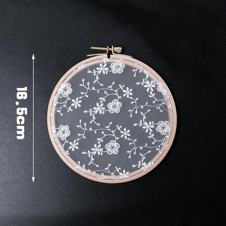 Round Embroidery Shed Lace Pad Jewelry Rack Earrings Storage Display Stand, Lace Ordinary Version, Size: M (Wood)