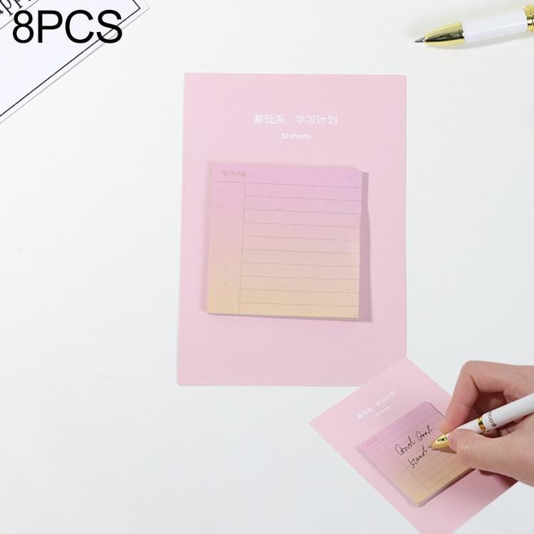 8 PCS Rainbow Gradient Memo Pad Paper Sticky Notes Notepad Stationery  Study plan