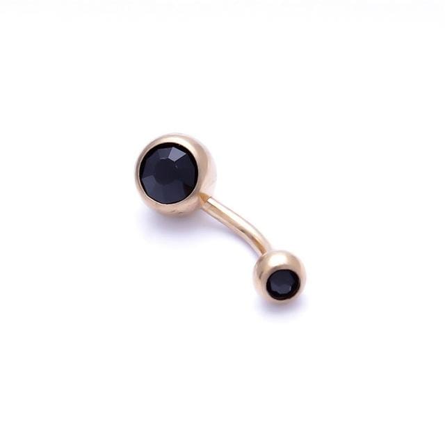 5 PCS Human Perforated Jewelry Electroplated Gold Double-drilled Umbilical Ring Czech Drill Umbilical Nails Thick Rod Earrings Punk Style (Black)