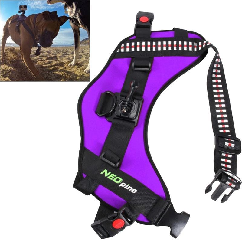 NEOpine Dog Fetch Hound Harness Adjustable Chest Strap Belt Mount for GoPro HERO 4 / 3+ / 3 / 2 / 1 (Purple)