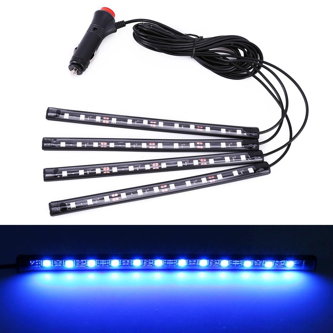 4 in 1 Universal Car LED Atmosphere Lights Colorful Lighting Decorative Lamp, with 48LEDs SMD-5050 Lamps, DC 12V 3.7W (Ice Blue Light)
