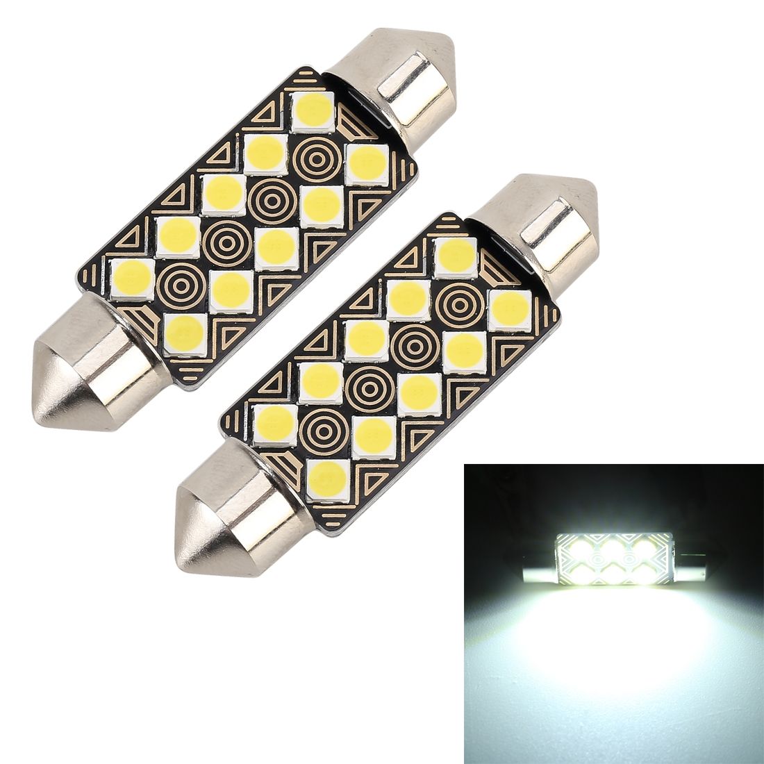 2 PCS 41mm DC12V / 1.5W / 6000K / 110LM 10LEDs SMD-3030 Car Reading Lamp Dome Light, with Decoder