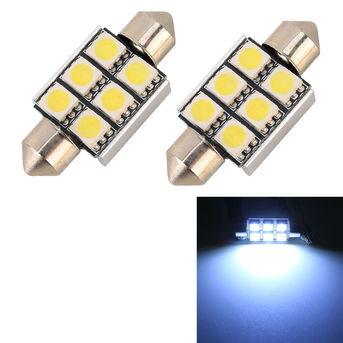 10 PCS 36mm DC12V / 2W / 7000K / 80LM 6LEDs SMD-5050 Car Reading Lamp (White Light)