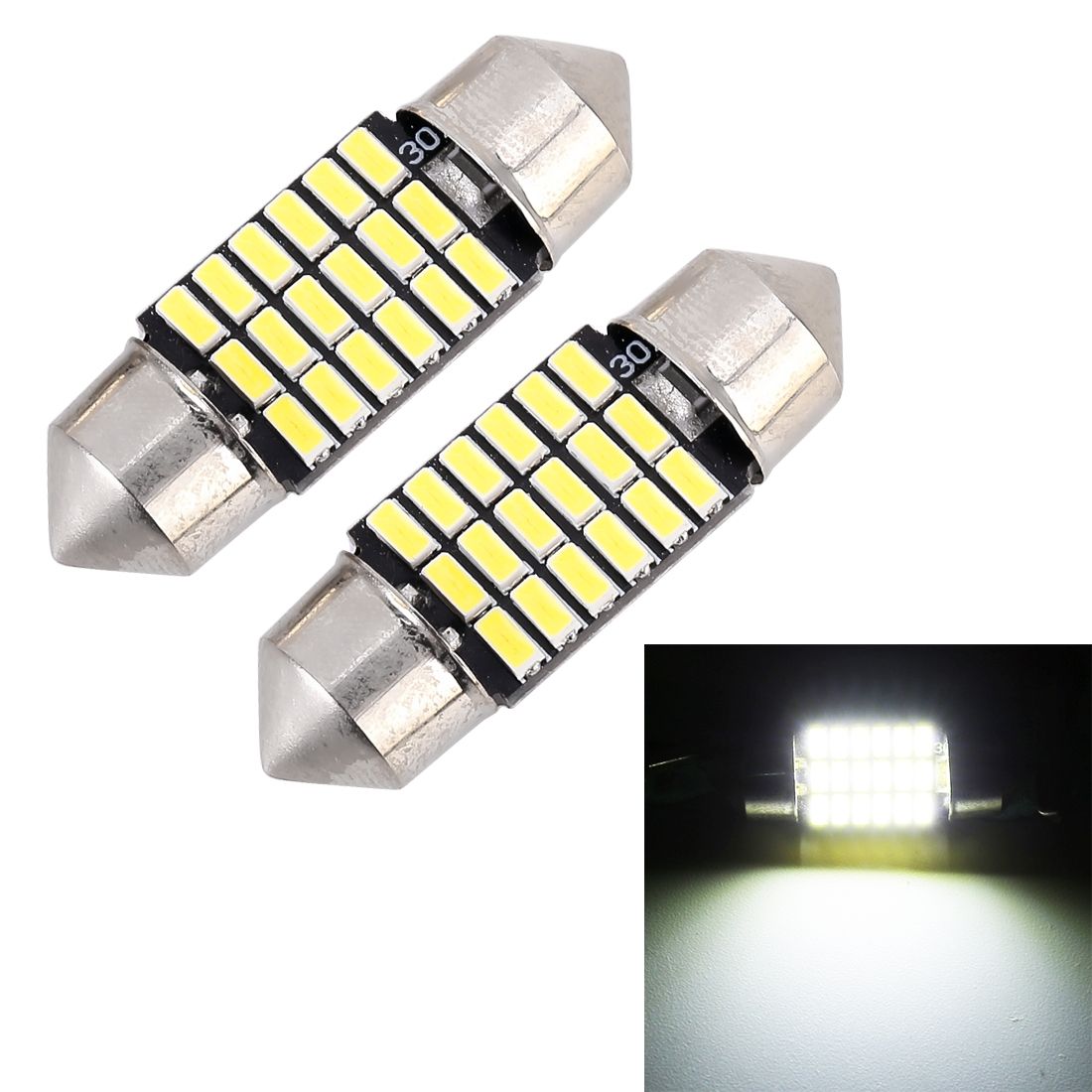 2 PCS 31mm DC12V / 1.5W / 6000K / 100LM 18LEDs SMD-3014 Car License Plate Light / Dome Light