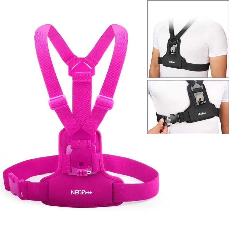 NEOPINE Elastic Fibers Diving Material Chest Belt for GoPro  NEW HERO /HERO6   /5 /5 Session /4 Session /4 /3+ /3 /2 /1, Xiaoyi and Other Action Cameras (Magenta)