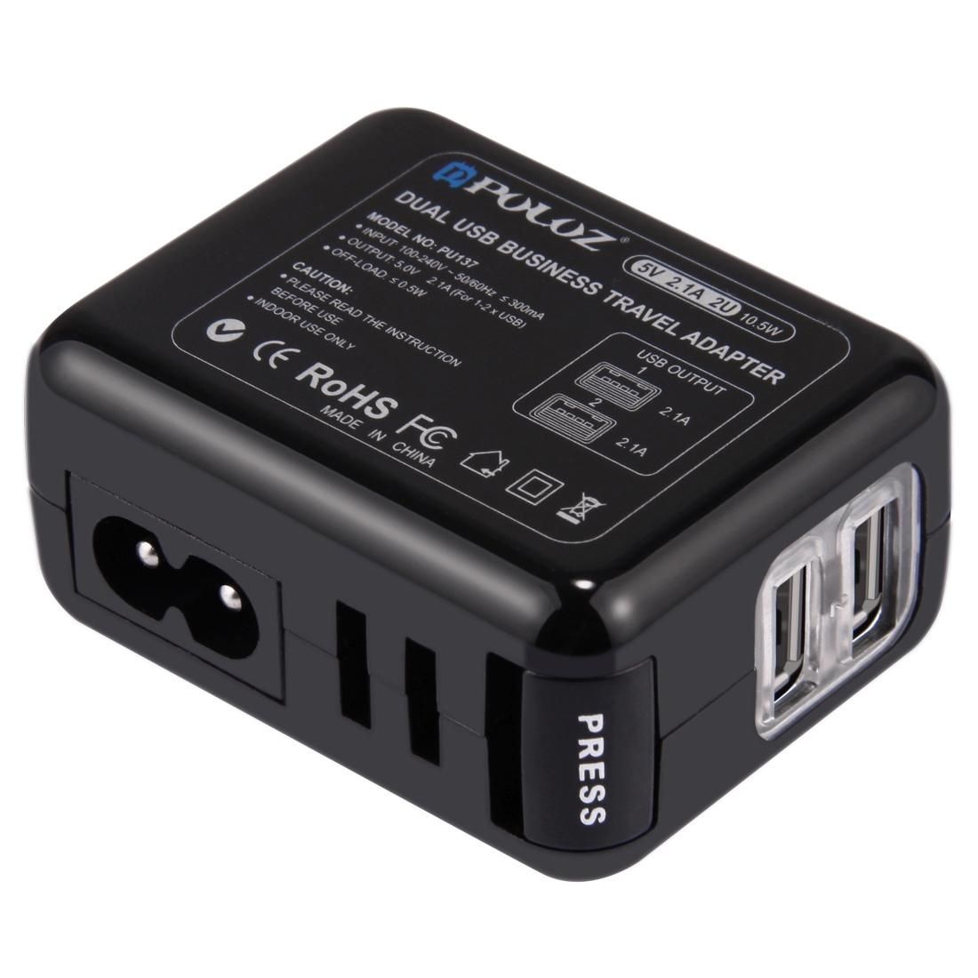 PULUZ 2 Ports USB 5V  Wall Charger Set with Removable International UK + EU + US + AU Plug Travel Power Adapters for GoPro HERO4 Session /4 /3+ /3 /2 /1